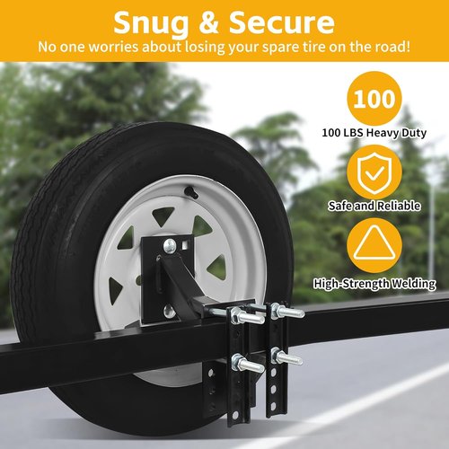 MaxxHaul Spare Tire Carrier Mount - Durable Bracket for Utility Boat Trailers | Fits 4 & 5 Lug Wheels