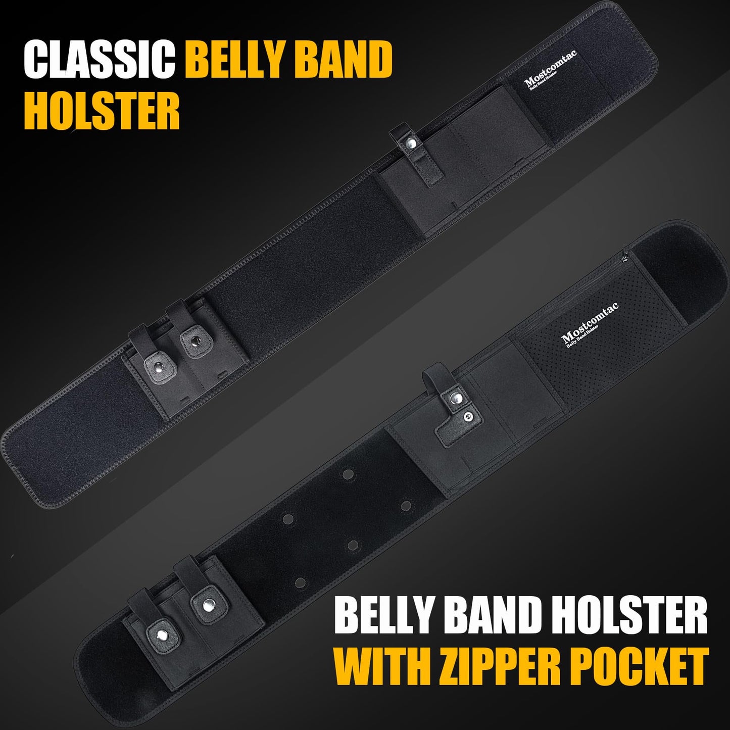 Mostcomtac Belly Band Holster for Men & Women - Breathable Neoprene Gun Holster, Multi - Pocket Tactical Belt for Outdoors, Fits G17-43x, Taurus G3C, G2C and Most 9mm and 384 Handguns(L-XL)