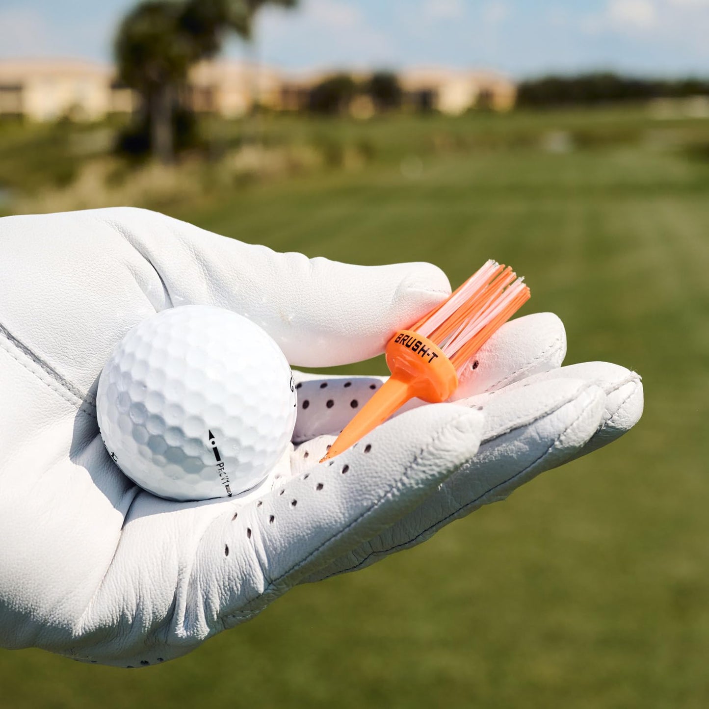 BRUSH-T Premium Plastic Golf Tees, Orange Oversize 9-Pack, Size 2.4”, Unbreakable Innovative Design, Consistent Height, Perfect Golf Gift for Men and Women. Golfing Tees, Works with Any Golf Ball