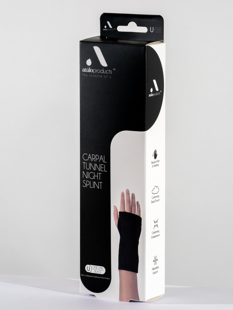 Atúlo Products Carpal Tunnel Night Wrist Splint – Therapeutic Support Brace with Breathable Targeted Compression, Removable Palmar Splint & Comfort Beaded Palm Pad – Ambidextrous Design for Tendonitis, Nerve Pain, Arthritis & CTS Relief