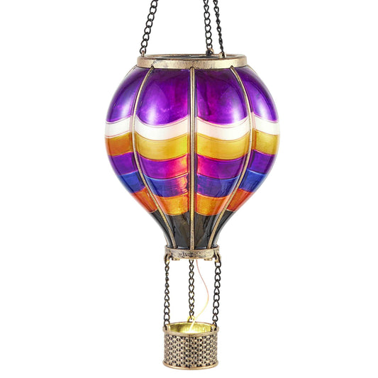 TERESA'S COLLECTIONS Hot Air Balloon Solar Lantern for Halloween Garden Decor, Flickering Flame Hanging Solar Light for Outdoor Yard Tree Porch Lamp Decorations Outside, Gift for Halloween Party