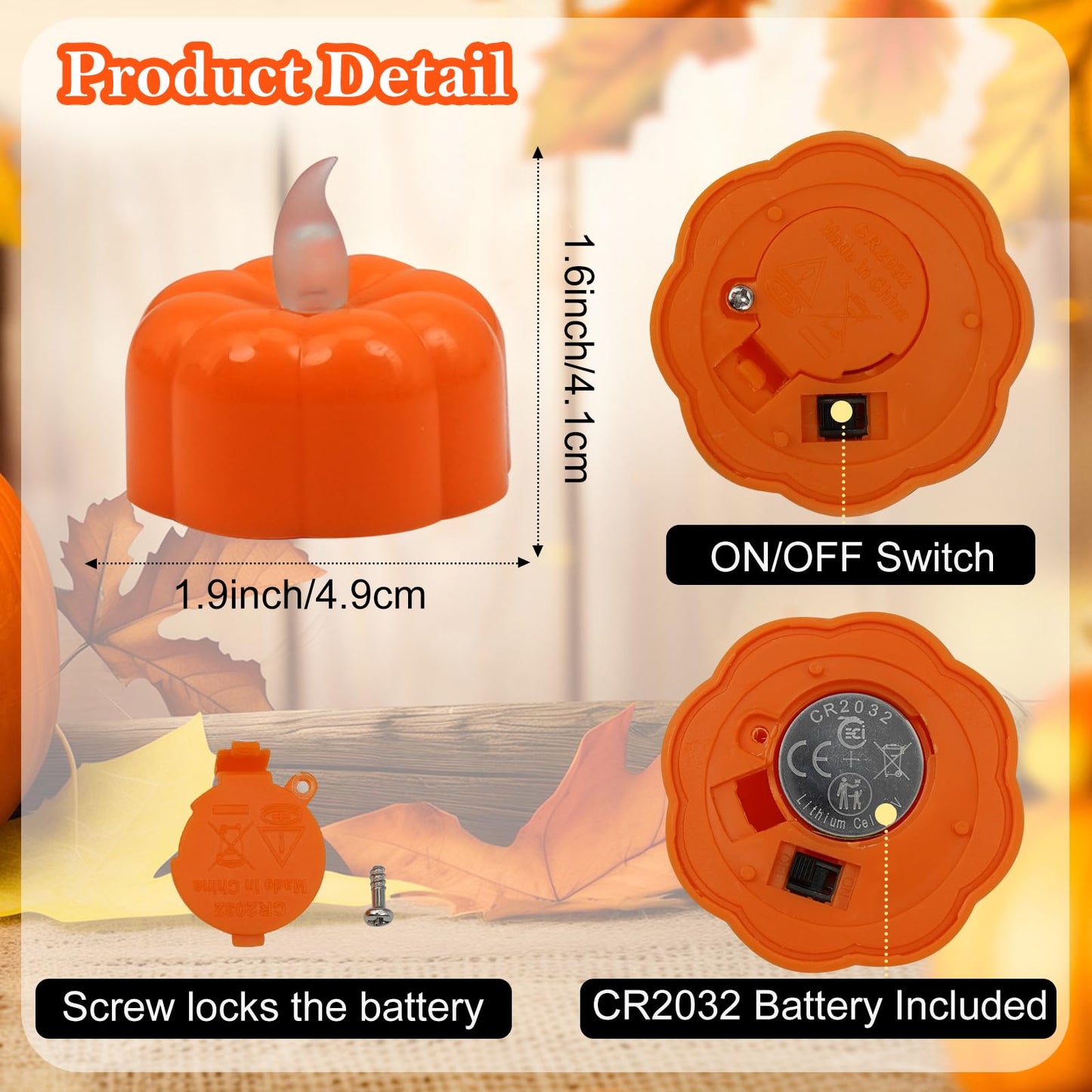 12 Pack Pumpkin Tea Lights Halloween Decorations, LED Orange Pumpkin Lights FlameLess Candles Battery Operated Thanksgiving Flickering Tealights Candles for Table Home Party Christmas Fall Decor