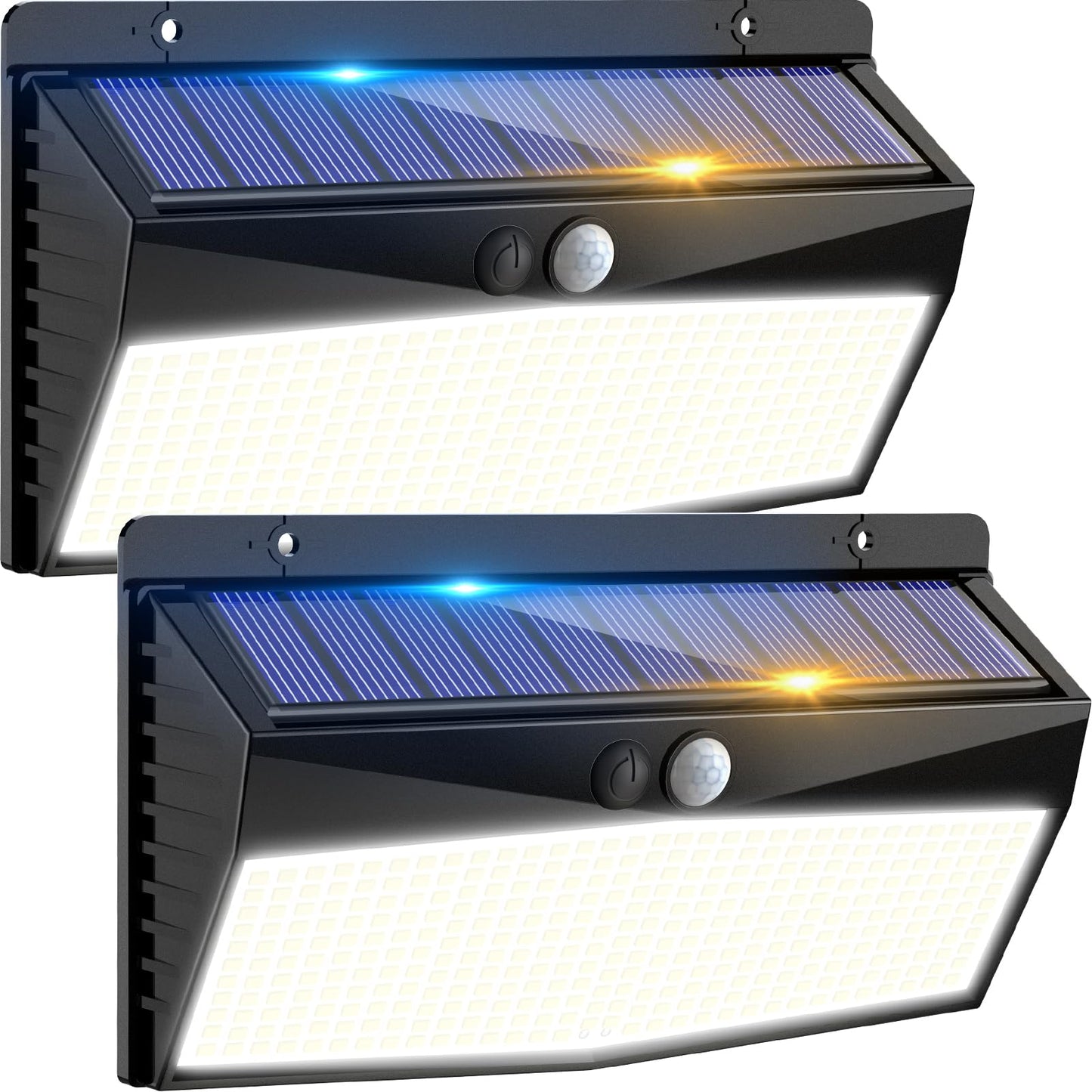 2 Pack 368 LED Solar Lights Outdoor Motion Sensor, Solar Fence Lights with 3 Lighting Modes, Solar Powered Security Lights Waterproof for Outside Yard Wall Garden Backyard Step Garage