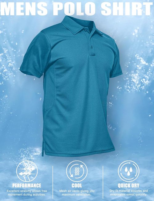 MAGCOMSEN Men's Quick Dry Polo Shirt - Performance Short Sleeve Tactical Golf Jersey
