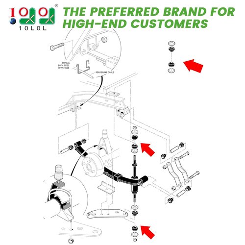10L0L Golf Cart Shock Absorber Bushing Kit for Club Car DS Precedent 1982-Up and EZGO TXT Marathon 1989-Up, Replace OEM 1011415,1010142