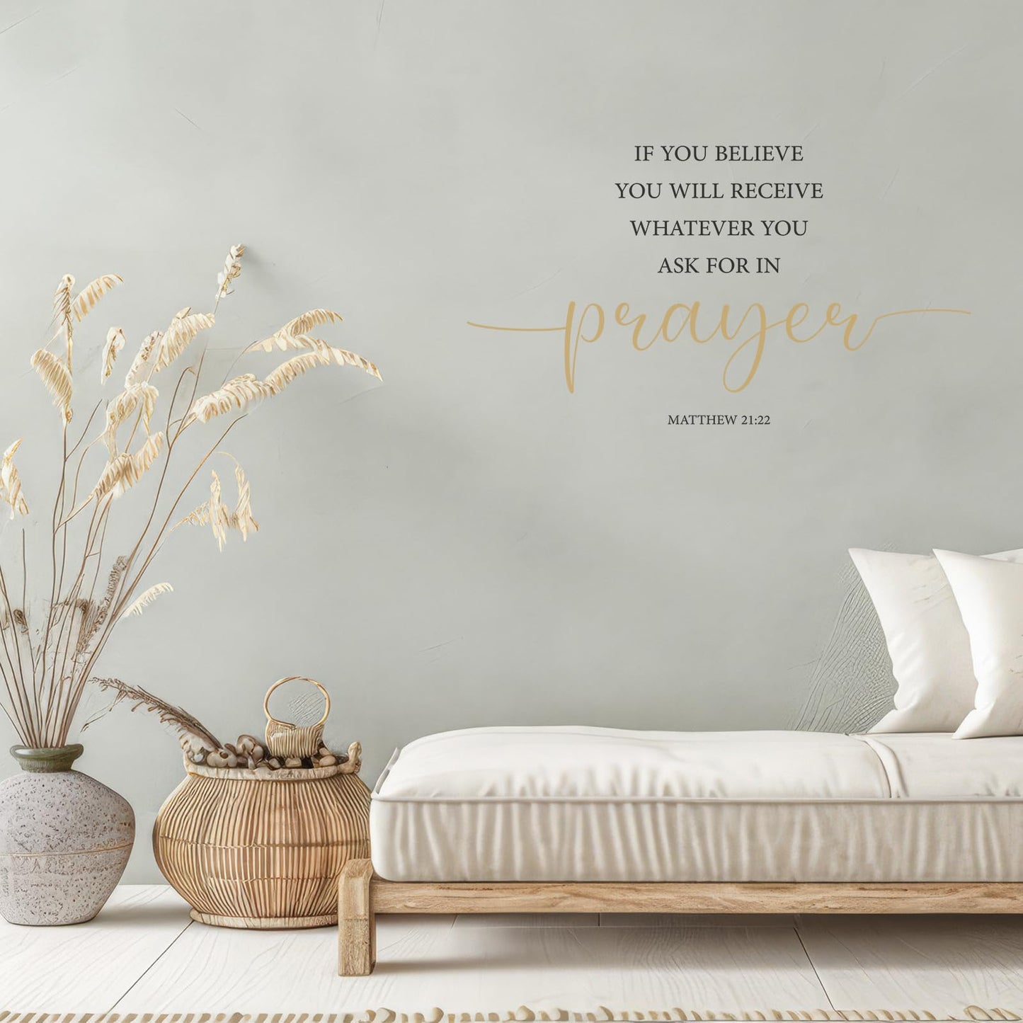 BBTO Bible Verse Wall Stickers Inspirational Quote Wall Decals Religious Motivational Scripture Sticker Peel and Stick for Bedroom Living Room Office Bathroom(God Love Us)