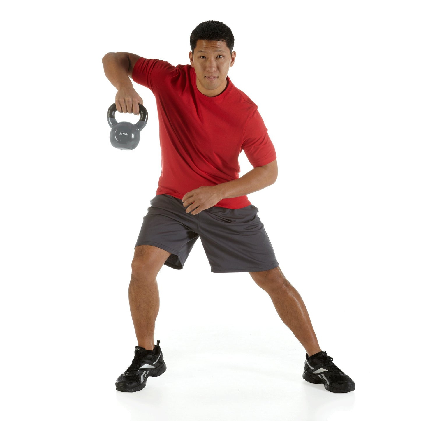 SPRI Kettlebell Weights Deluxe Cast Iron Vinyl Coated Comfort Grip Wide Handle Color Coded Kettlebell Weight Set (Grey, 40-Pound)
