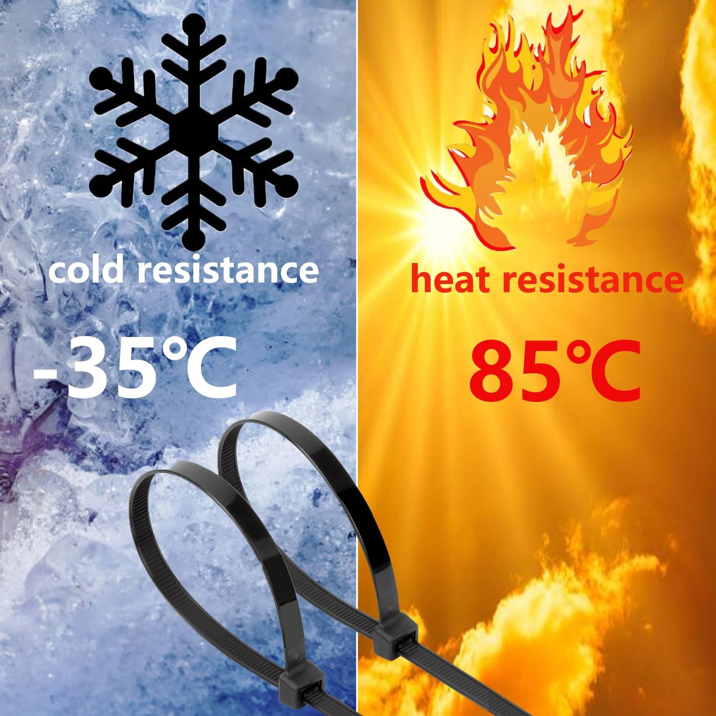 MasiStranth 100PCS 18 inch Black Zip Ties 120LBS Tensile Strength Self-Locking heavy duty UV Resistant Cable Tie Wraps for indoor and outdoor use(Black)