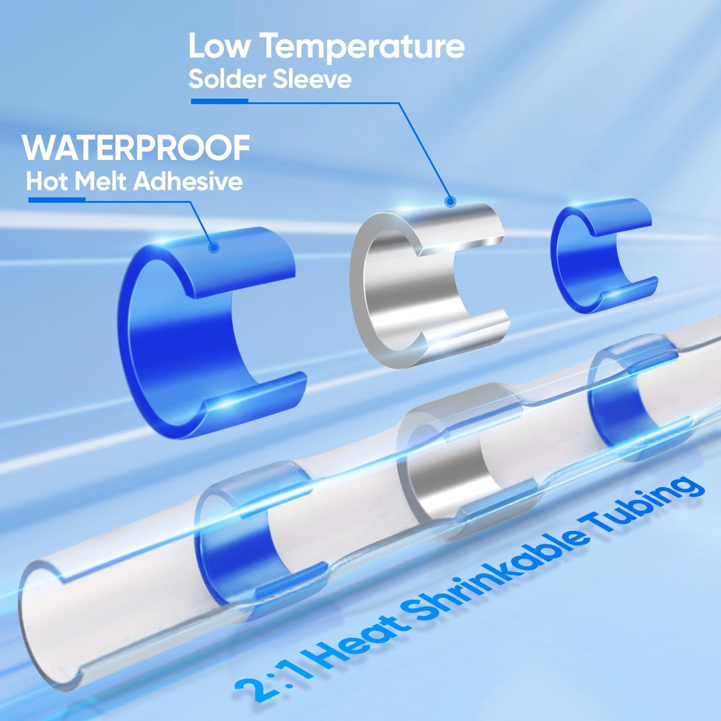 TICONN 200 PCS Solder Seal Wire Connectors, Heat Shrink Butt Connectors, Waterproof and Insulated Electrical Wire Terminals, Butt Splice (200PCS, Red)