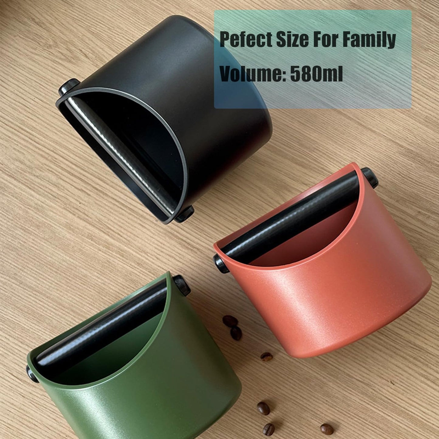 Coffee Knock Box, 4.6 in, Barista Style Espresso Grounds Knock Box, Removable Plastic Knock Rod, Non-Slip Base, Espresso Maker Accessory (Black)