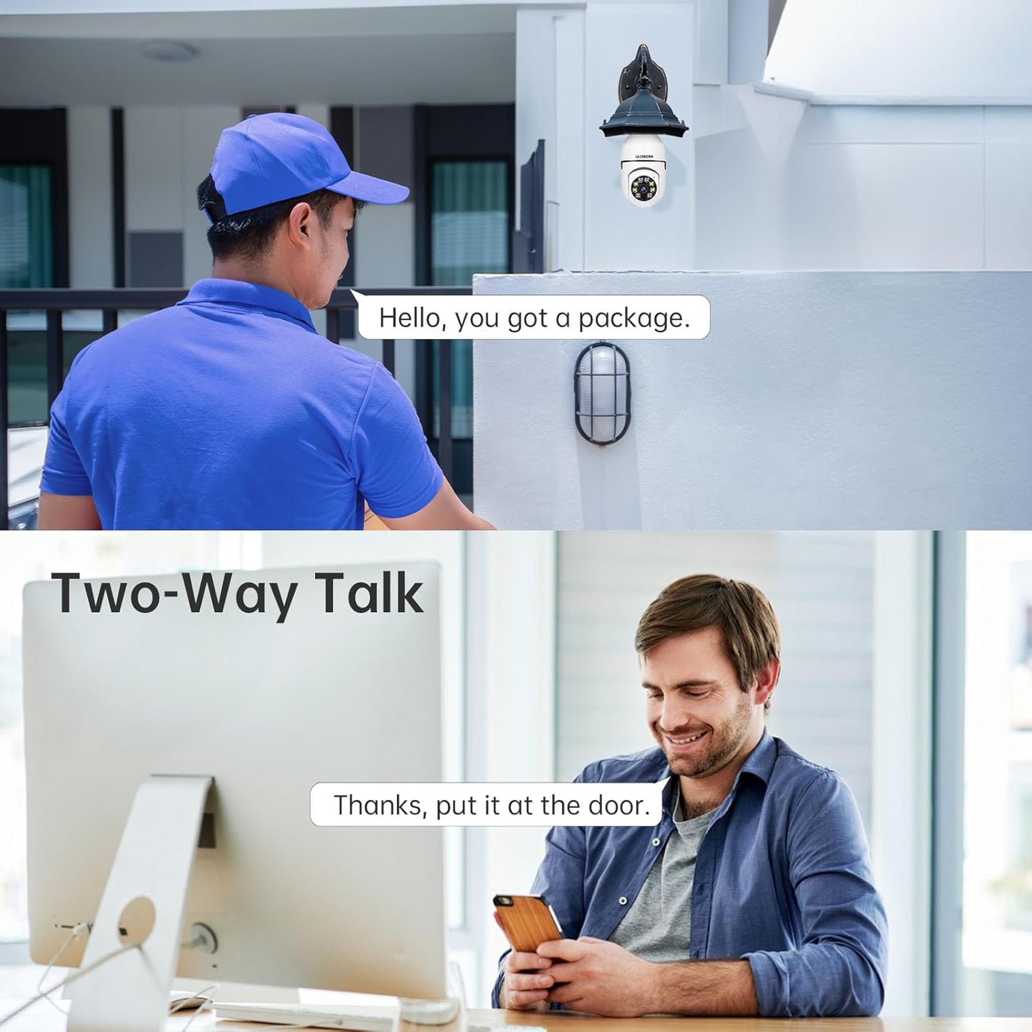 2K WiFi Light Bulb Security Camera – Wireless Outdoor, Motion Detection, Two-Way Talk, Color Night Vision, Alexa Compatible