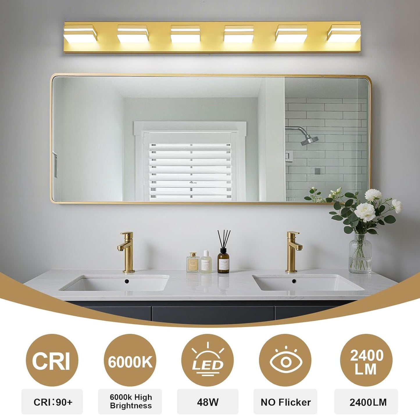 3-Light Modern LED Bathroom Vanity Light Fixture - Black Metal & Acrylic, 16-inch Over Mirror Lighting