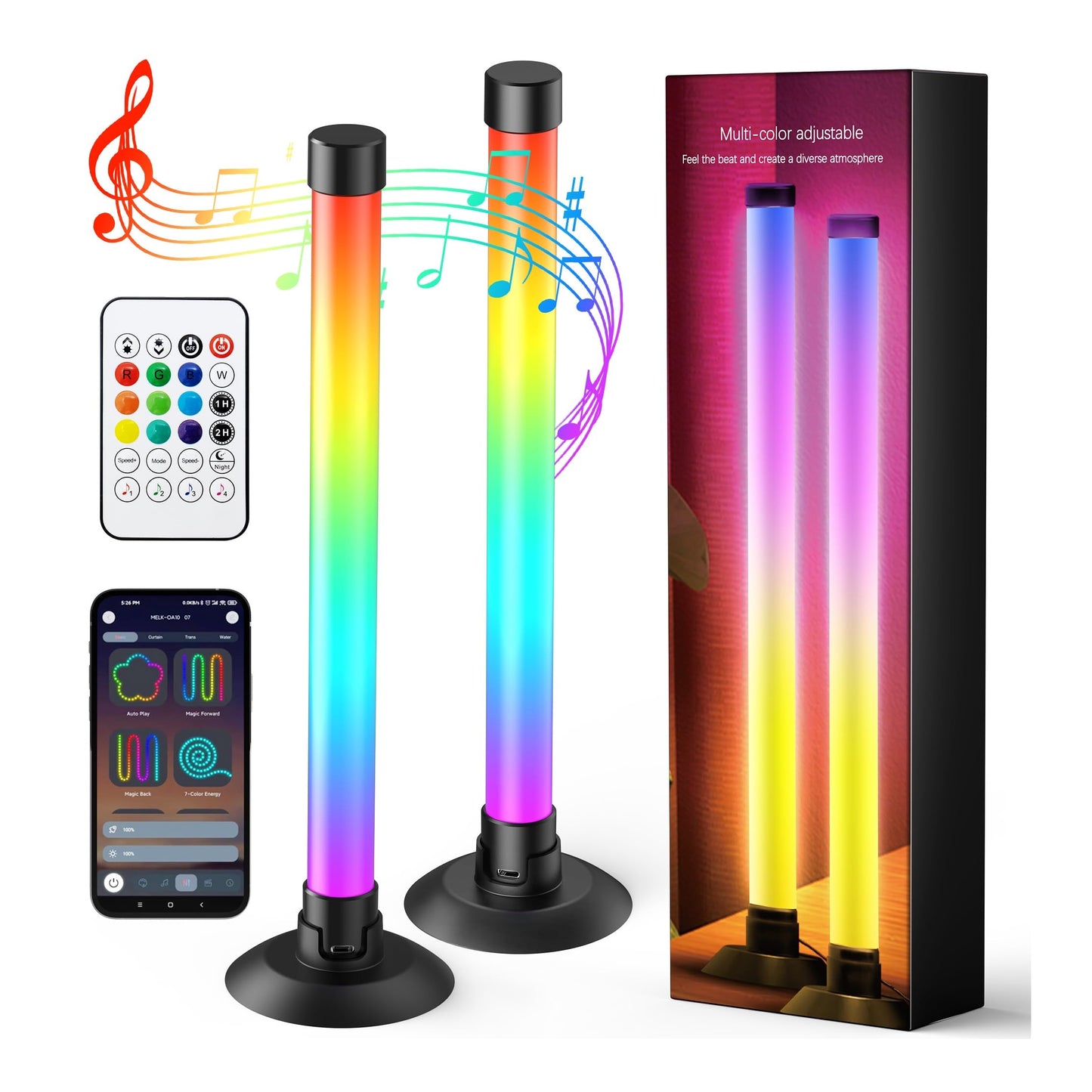 Ledagic Led Light Bar with Music Sync, Color Changing TV Backlight App & Remote Control, IC+RGB & W Smart RGB Light Bar, USB Powered Led Lights for TV, PC Room Monitor Backlight Gaming Accessories