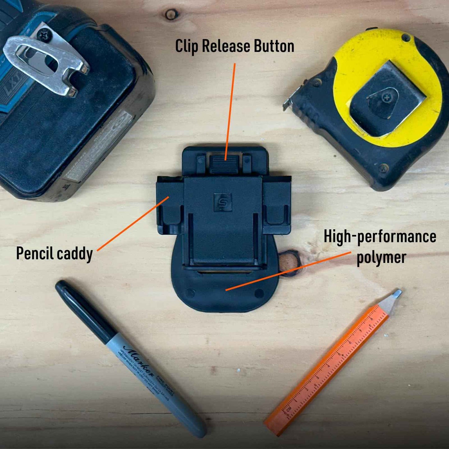 Tape Measure Holder Clip & Tool Holder – Tool Belt Clip Multi-Purpose for Cordless Drill, Impact, Nailer, Tape Measure, or Any Tools with Hanger Clips