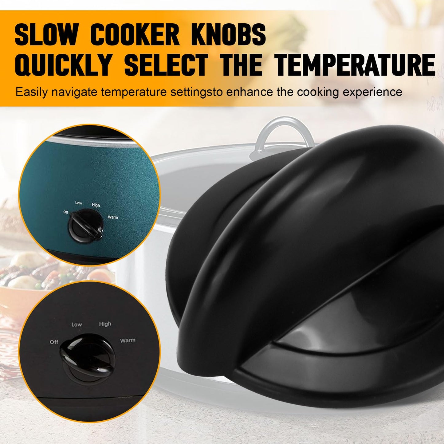 Control Knob Compatible With Crockpot Slow Cooker SCV700-CH-BR Replacement Parts Slow Cooker Adjustable Knobs (2PCS)