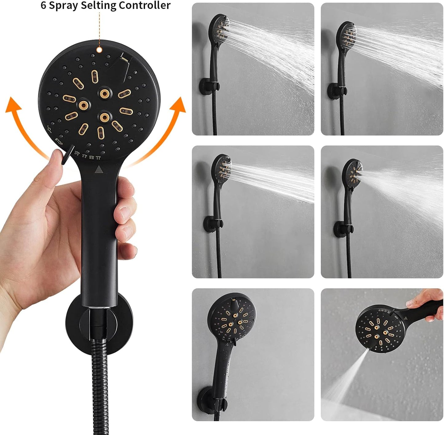 High Pressure 6-Inch Rain Shower Head & Faucet Set with Valve - Modern Bathroom Fixtures