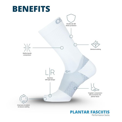 OS1st Plantar Fasciitis Socks FS4, Plantar Fasciitis Relief, Arch Support and Overall Foot Health (Crew, Black, Large)