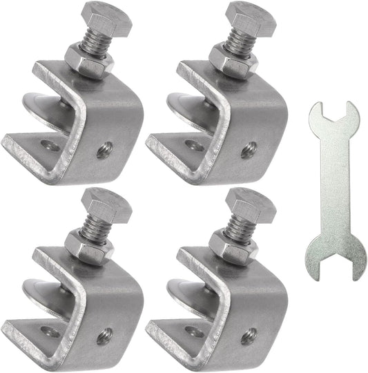 Stainless Steel C Clamps, Mini Tiger Clamp Set for Mounting, Heavy Duty Metal U Clamps, Small Desk G-Clamp with 0.98 Inch Stable Wide Jaw Opening for Metal Working Woodworking Welding Building (4pcs)