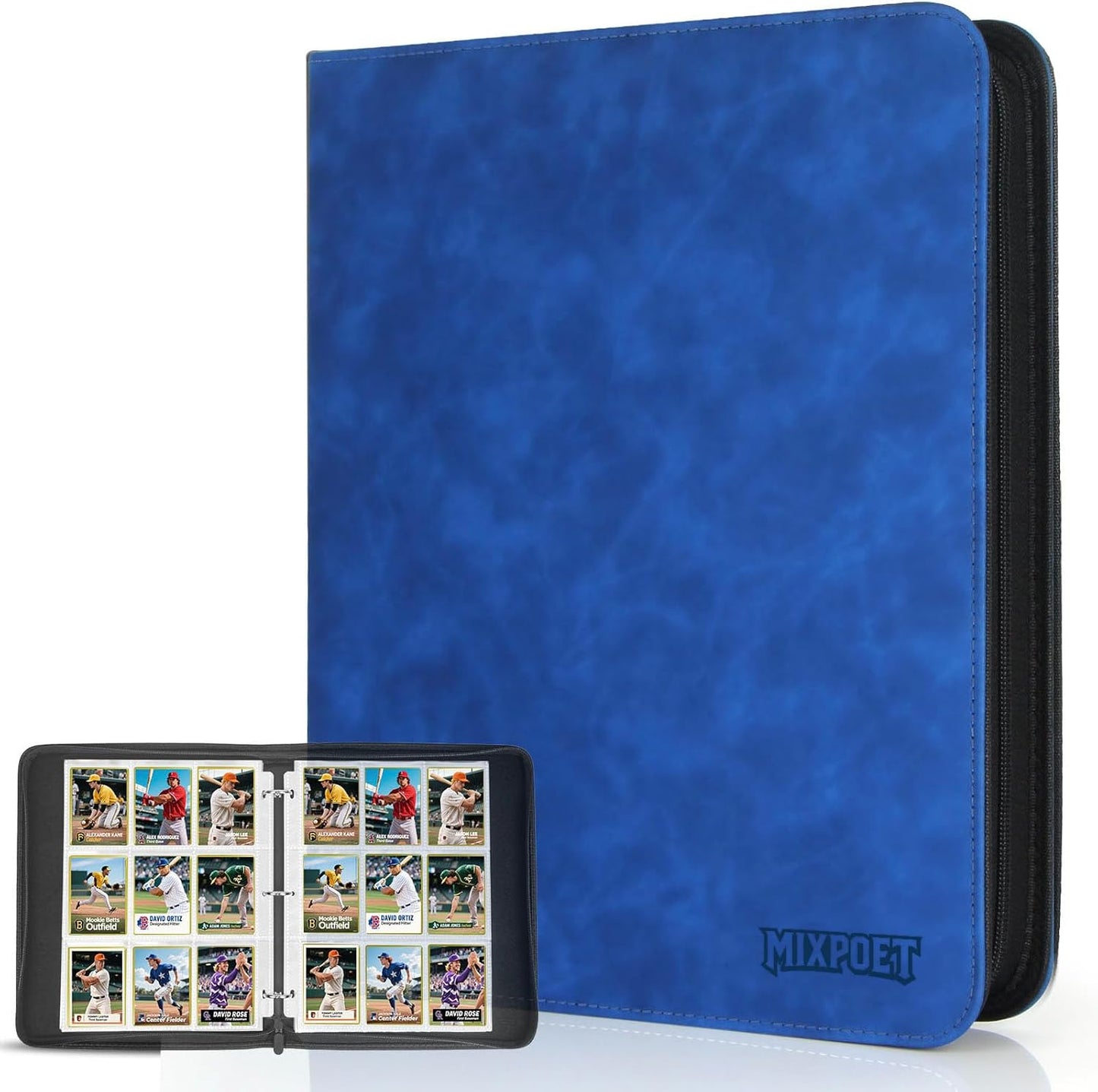 Skiennix Trading Card Binder - 9 Pocket Collection Album for 900 Cards | Premium Double-Sided, Blue
