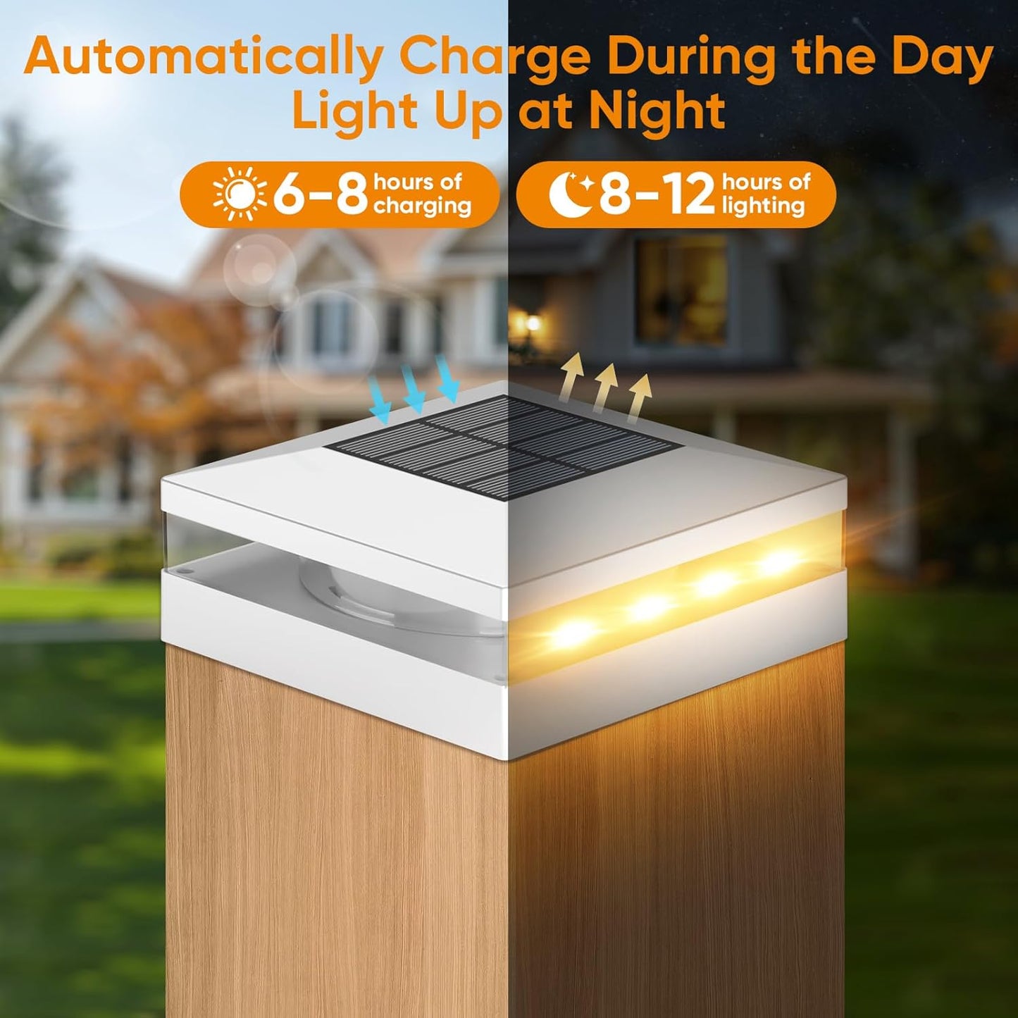 Solar Post Cap Lights - 12 Pack with 72 LEDs, 3 Color Modes, Waterproof for 4x4 Fence & Deck