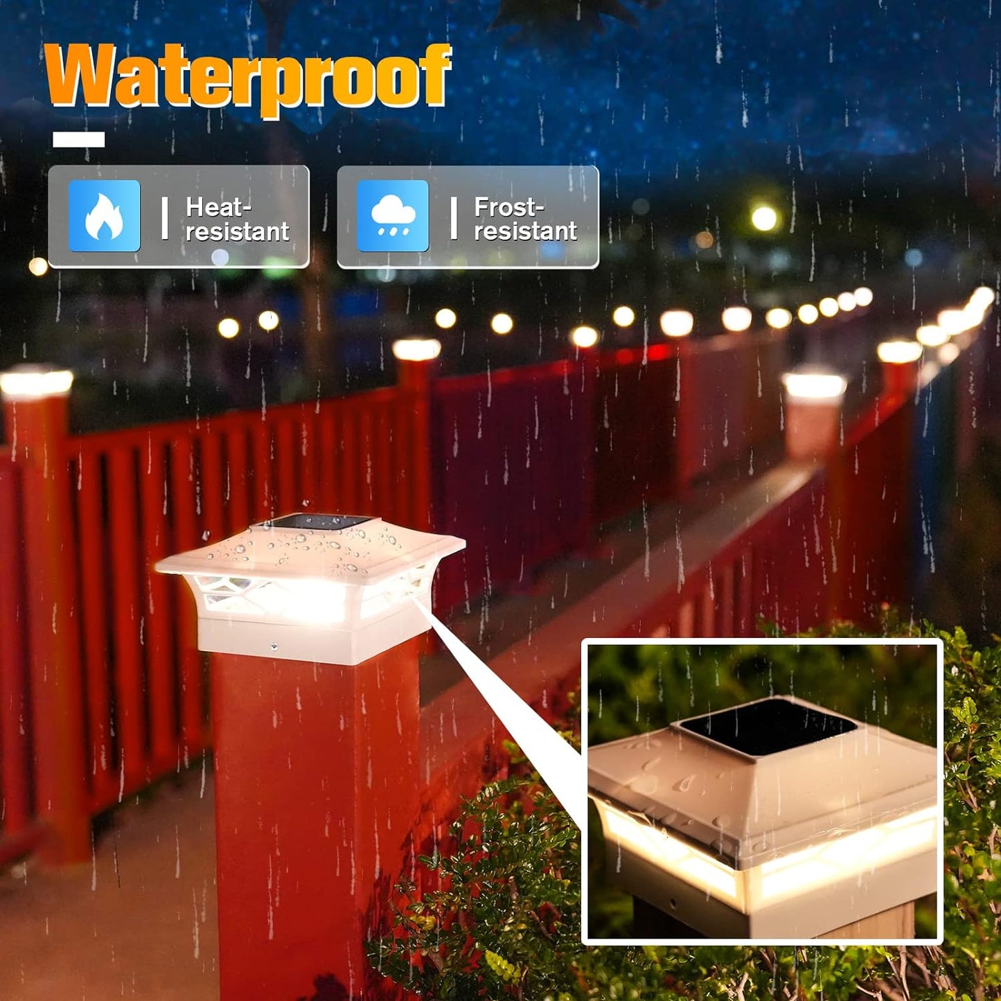 Solar Post Cap Lights 6-Pack - Waterproof LED Outdoor Lighting for 4x4 & 6x6 Decks, 2 Color Modes