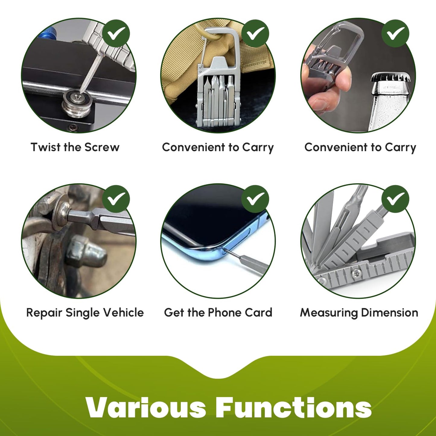 Generic 12 in 1 Keychain Multitool Screwdriver Bit Folding Multi Tool Bottle Opener Portable Pocket Tool for Outdoors Camping