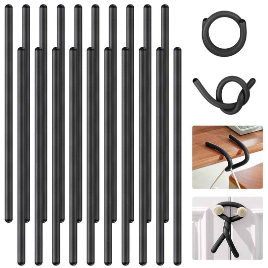Ninehaoou 20 Pcs 17 Inch EVA Foam Twist Rubber Ties Reusable Bendable Cable Tie Straps Flexible Heavy Duty Twisty Ties for Organizing Cords Bundling (Black)
