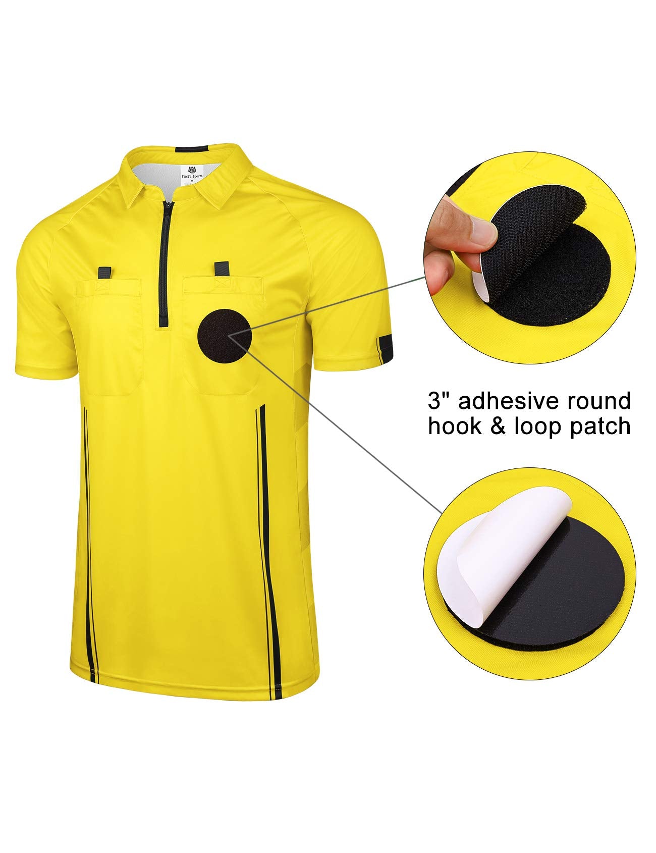 FitsT4 Sports Pro Soccer Referee Jersey Short Sleeve Ref Shirts Yellow X-Large