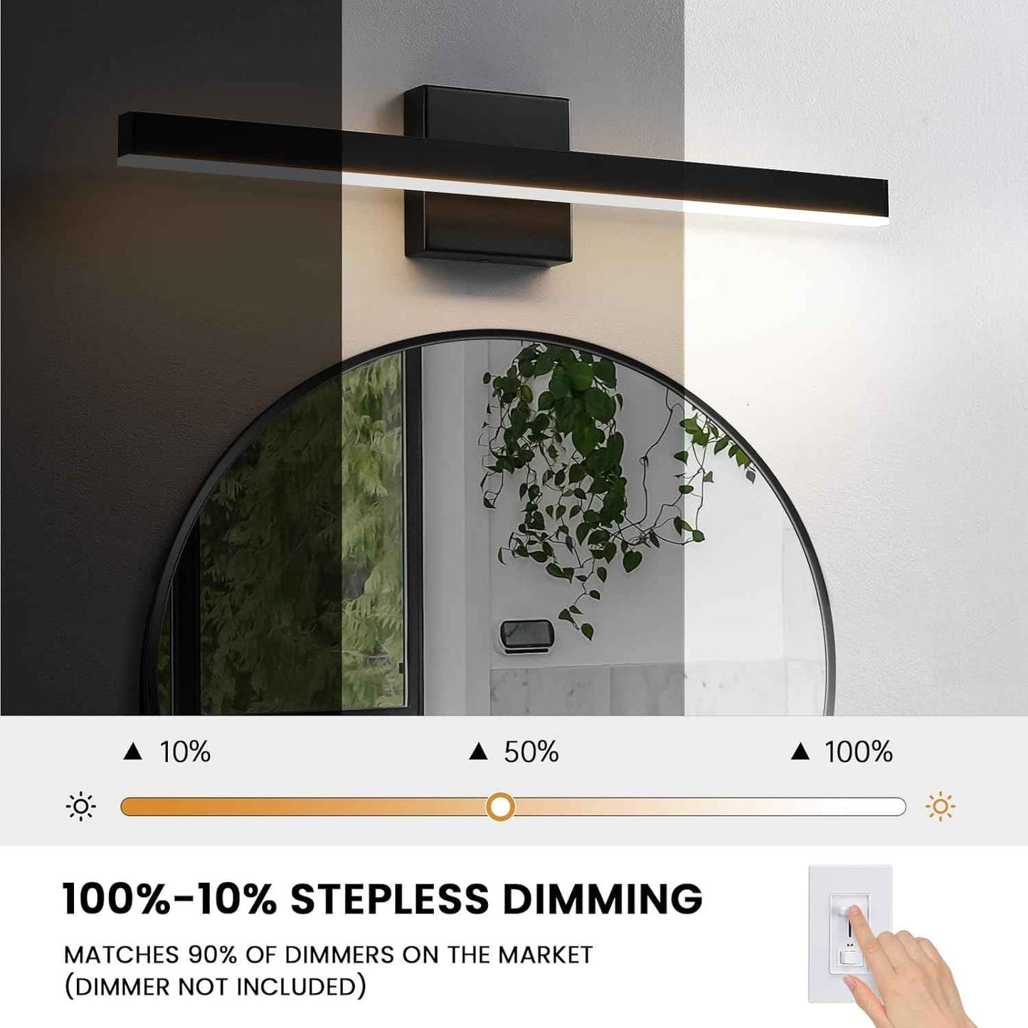 24-Inch Dimmable Gold Bathroom Vanity Light - Modern LED Bar Fixture for Over Mirror