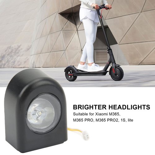 equlup Electric Scooter LED Headlight, Water Proof Night Riding Warning Safety Lamp 6M Irradiation Range Front Light Spotlight for M365 M365PRO