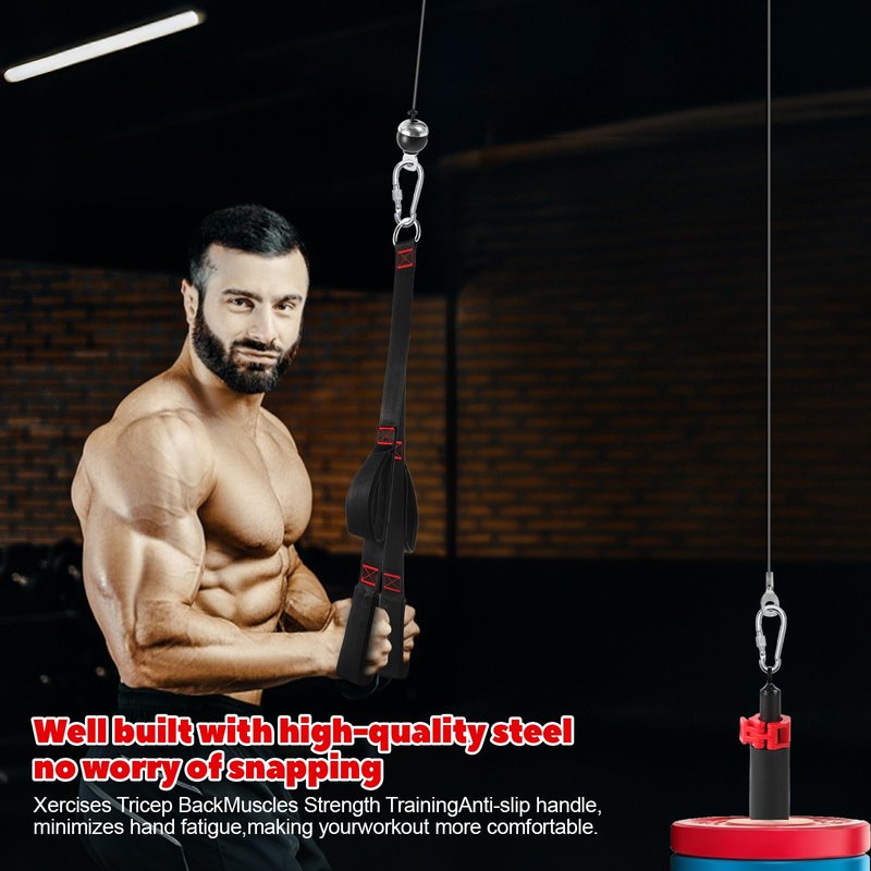 Fitness LAT and Lift Pulley System, Upgraded Weight Cable Pulley LAT Pull Down Machine Attachments Home Gym Training Equipment for Biceps Curl Triceps Forearm (Black-Steam)