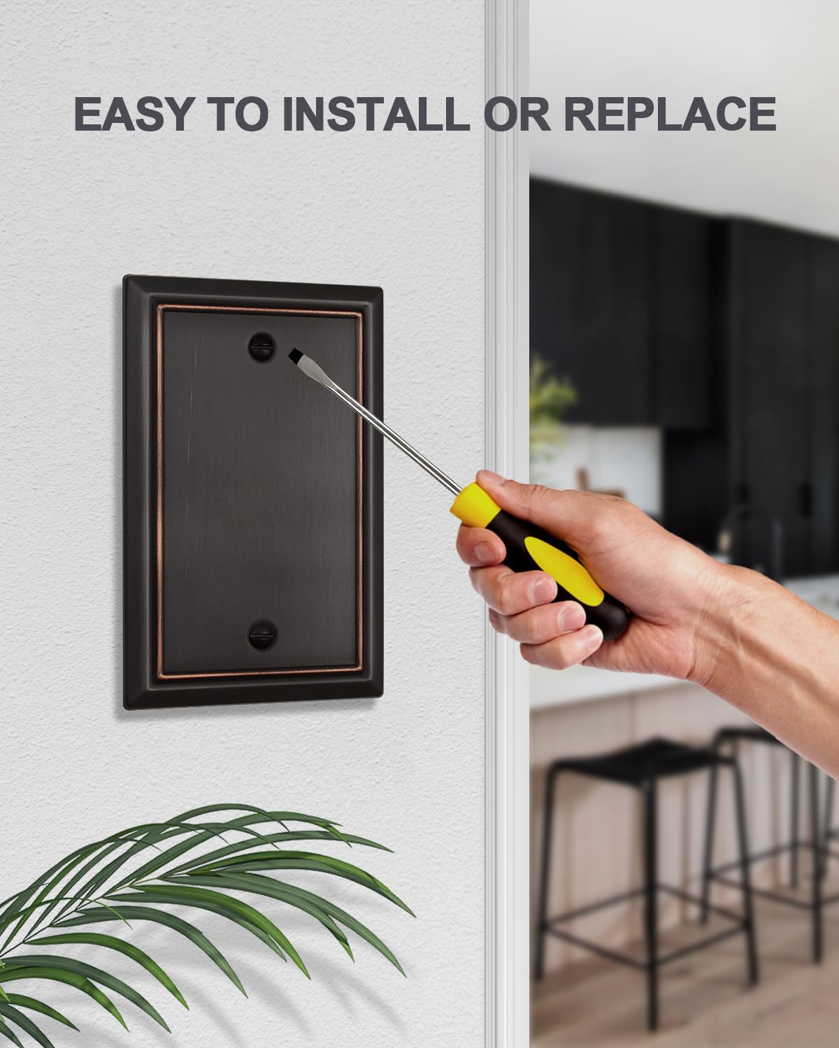 ZILLSEA 2-Pack Aged Bronze Blank Outlet Covers, No Device Blank Wall Plate Cover for Unused Outlets/Switches, Durable Metal, 3.15''*4.88'', Midsize