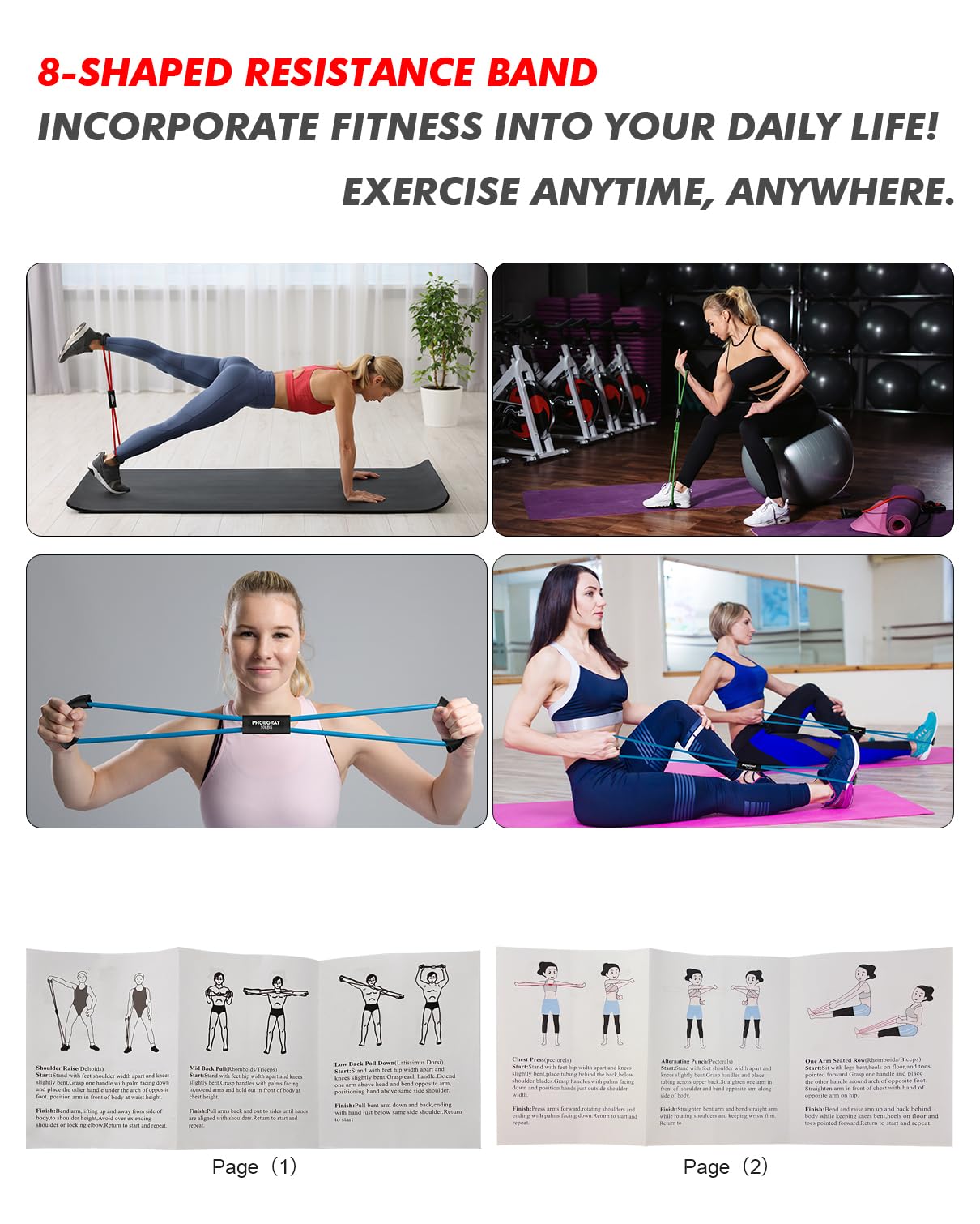 Figure 8 Resistance Bands Set - 3 Packs (4 Bands Each, 12 Total) - Ideal for Arm & Shoulder Stretching, Strength Training - for Women and Men