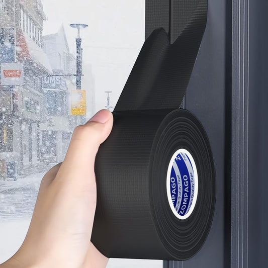 ZOMPAGO Strong Adhesive Cloth Weather Stripping Tape,1.8inx33FT,Black for Sliding Windows and Door Frames - Seal Strip for Soundproofing,Dustproof, Waterproof,and Windproof-Durable and Wear Resistant