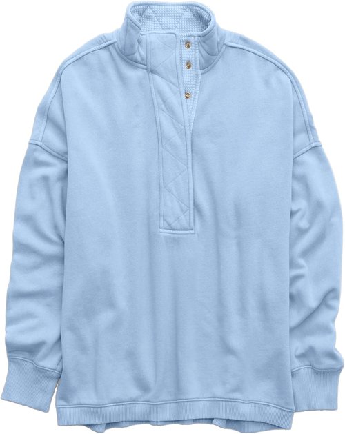 Gacaky Oversized Casual Sweatshirt - Long Sleeve Button Henley Neck Pullover for Women