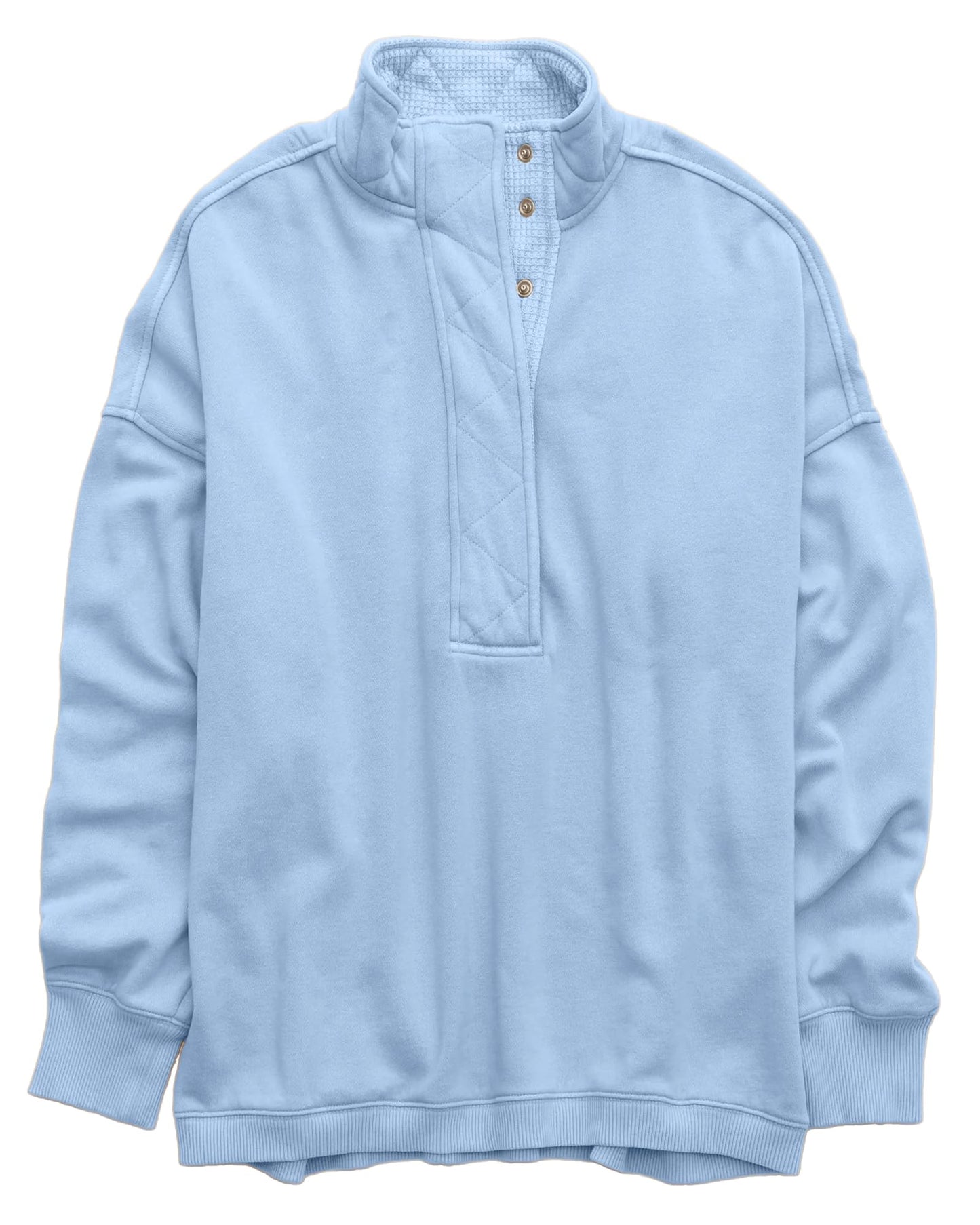 Gacaky Sweatshirt for Women Oversized Casual Long Sleeve Button Henley Neck Pullover Tops Fashion Outfits Clothes Blue X-Large