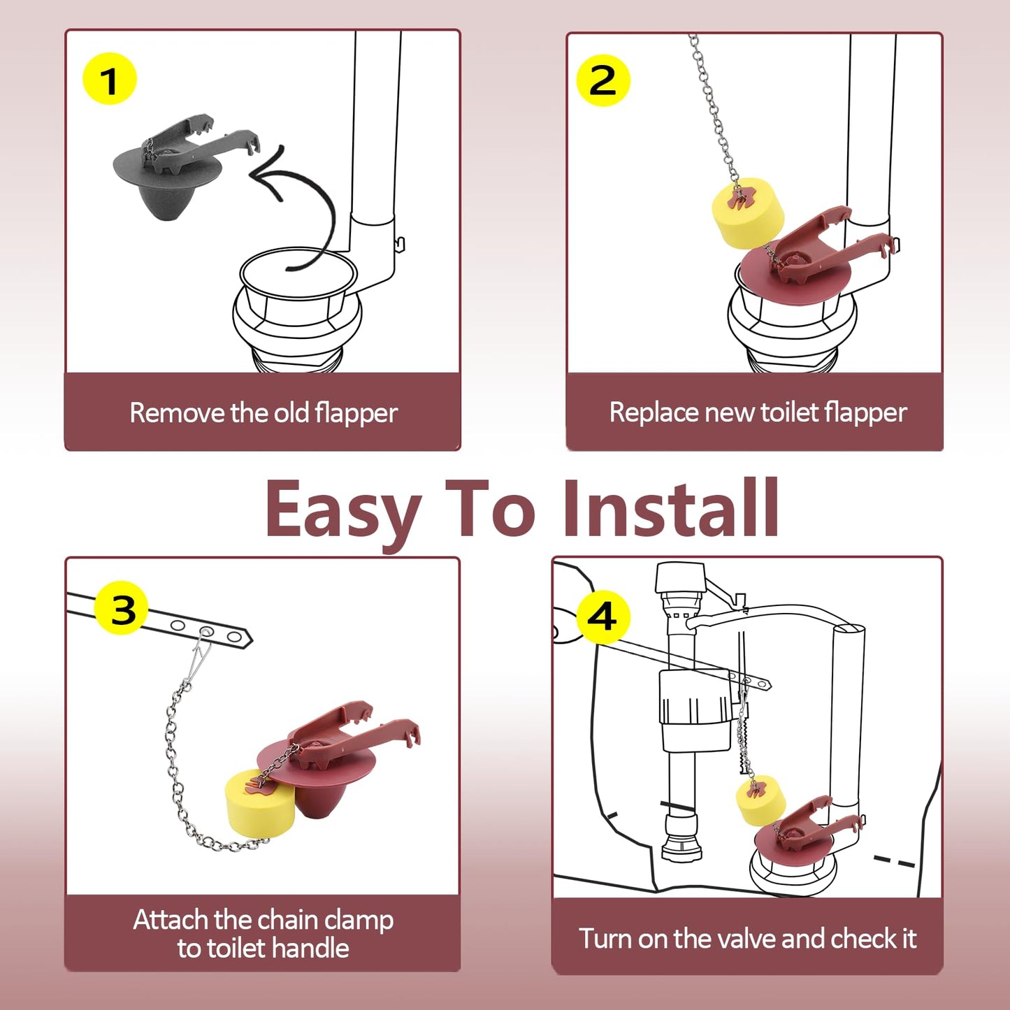 2 Inch Toilet Flapper with Float Replacement Compatible with Kohler GP1105825, Fit 1.28 gpf Toilet with Stainless Chain and Float, 1 Pack