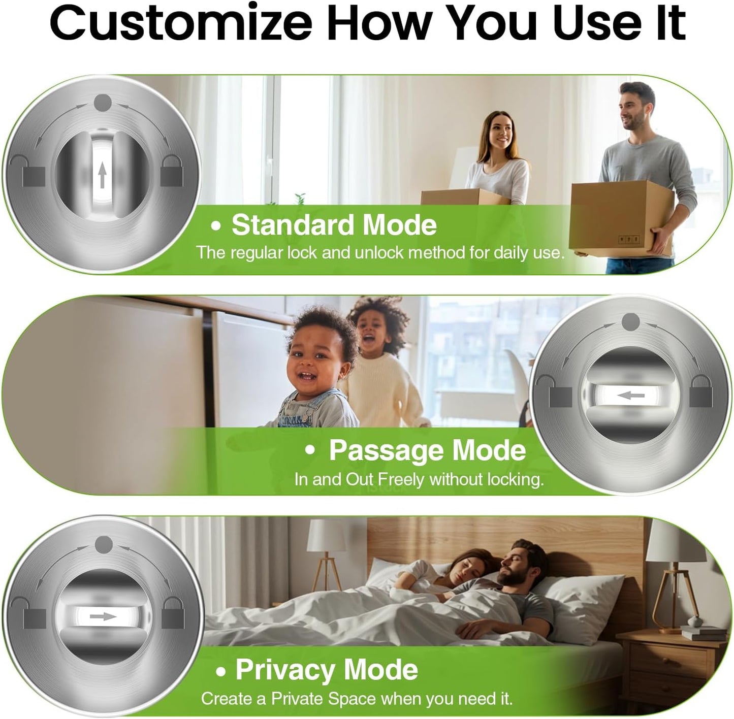 Smart Fingerprint Door Lock with App Control - 3-in-1 Biometric Knob for Home & Office