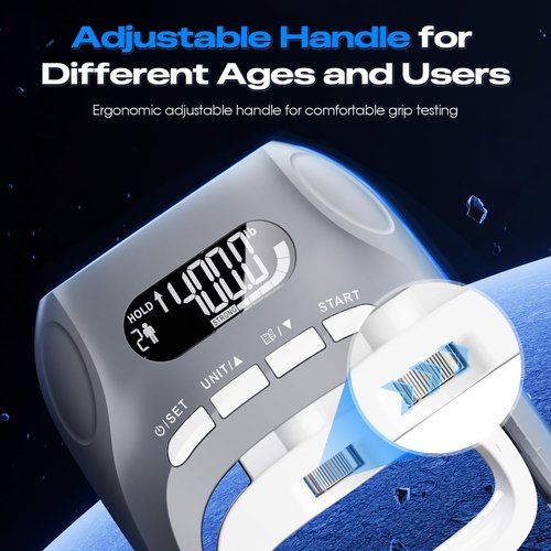AUWFV Grip Strength Tester With Adjustable Hand Gripper Trainer, Hand Dynamometer of 400lbs/180kg Tester Set with Digital Display – Precision Training for Rehab, Fitness, and Home Gym