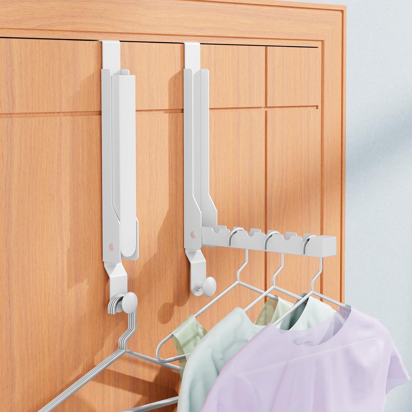 2 Packs Over The Door Clothes Hanger, Foldable Heavy Duty Small Drying Rack Clothing, Space Saving Over Door Hanger Collapsible Coat Towel Racks for Laundry Bathroom Travel Storage (2Pack, White)