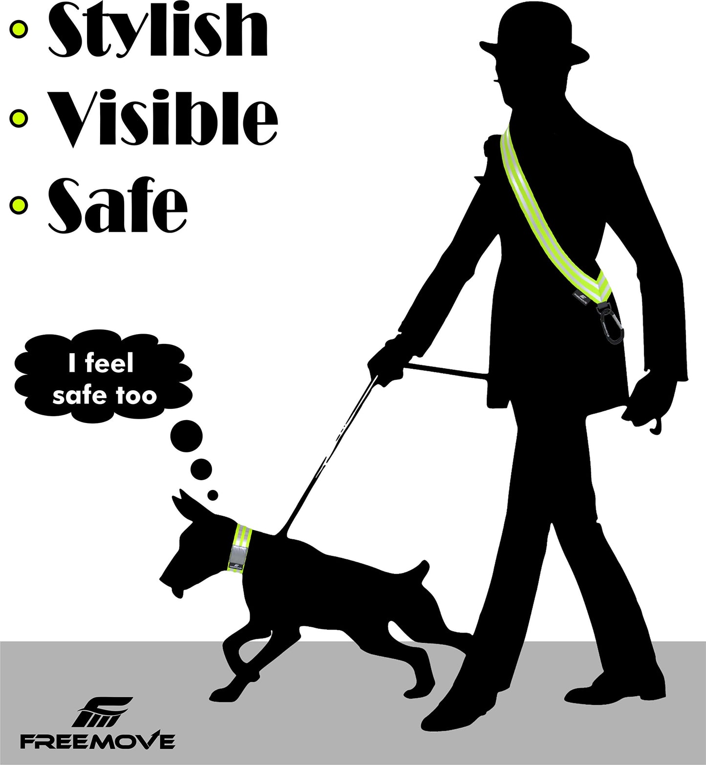 FREEMOVE Reflective SASH with 2 Reflective Arm Bands/Reflective Wristbands > Ultralight & Practical > Reflective Vest Gear for Your Visibility at Day & Night >for Dog Walking >for Women, Men, Kids