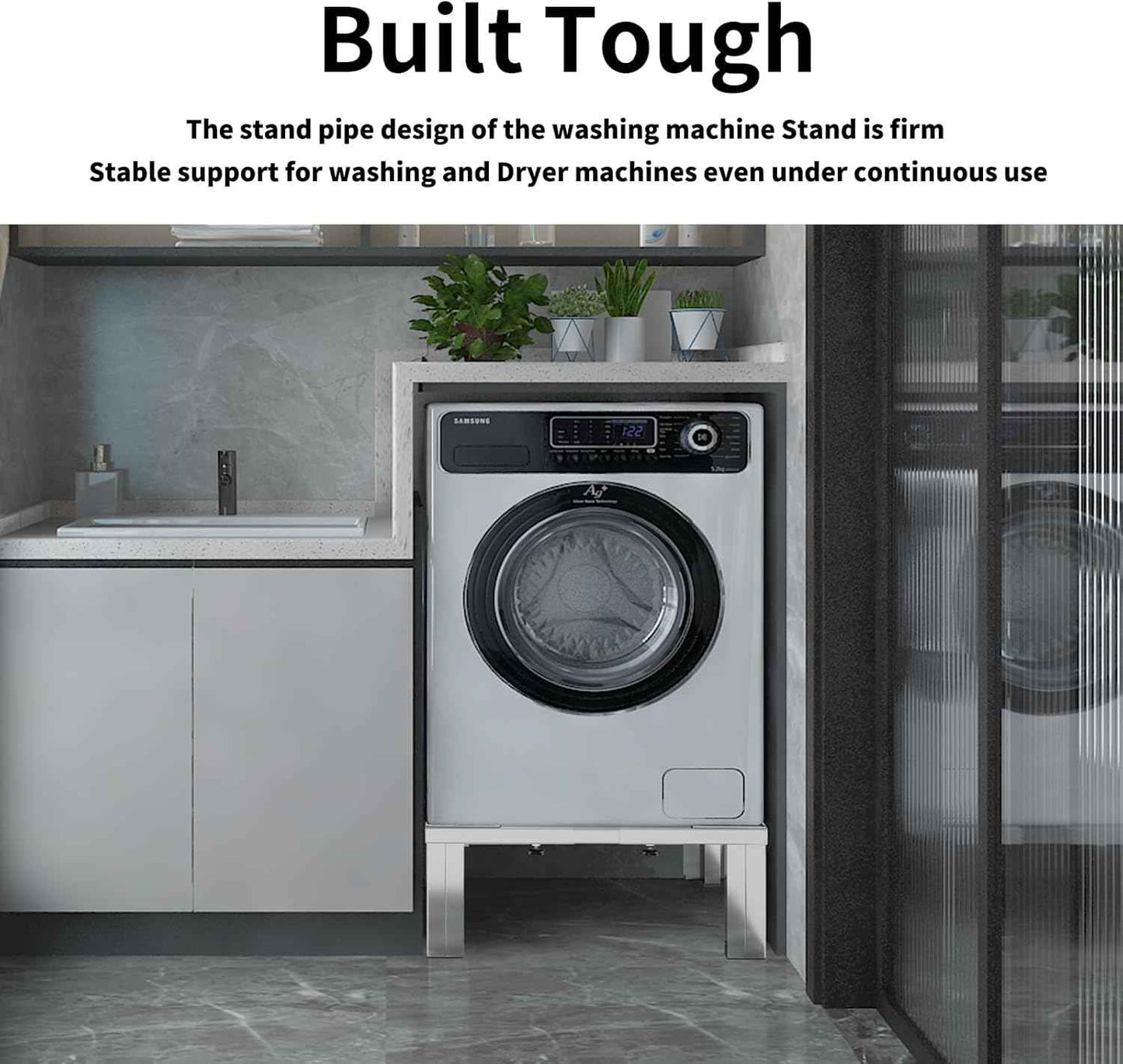 Heavy Duty Stainless Steel Mini Fridge & Washer Dryer Stand with 4 Strong Feet - Universal Appliance Base (Large)