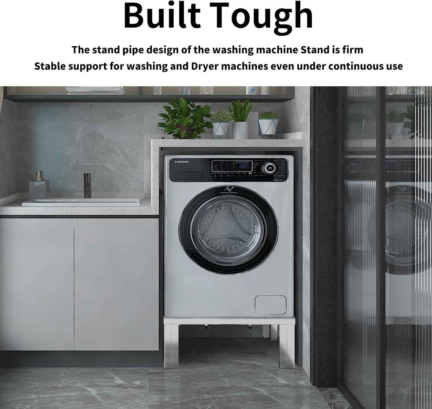 Heavy Duty Stainless Steel Mini Fridge & Washer Dryer Stand with 4 Strong Feet - Universal Appliance Base (Large)