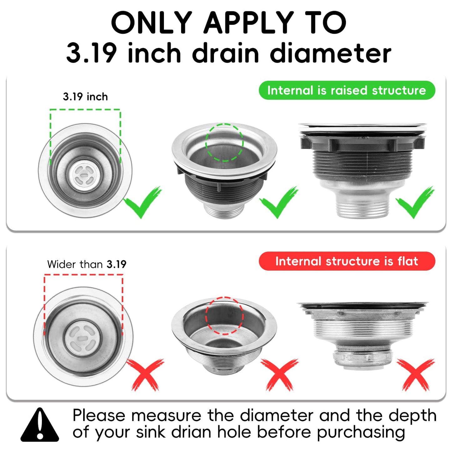 Kitchen Sink Drain Strainer, Wokdada Flexible Insert Mesh Sink Strainer, 304 Stainless Steel Sink Strainer, Clog-Free Garbage Disposal Sink Catcher Strainer, 3.19 Inch Sturdy Metal Sink Screen