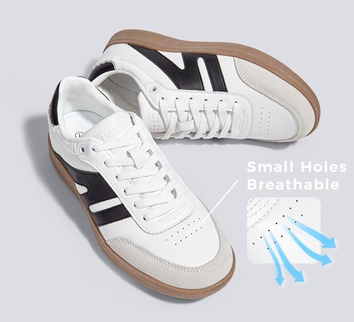 Lucky Step Classic Retro Sneakers - Genuine Leather Casual Tennis Shoes | Anti-Slip Gum Sole
