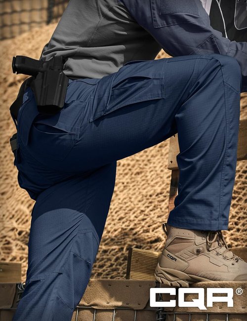CQR Men's Tactical Pants - Lightweight Water-Resistant Ripstop Cargo Pants for Hiking & Work