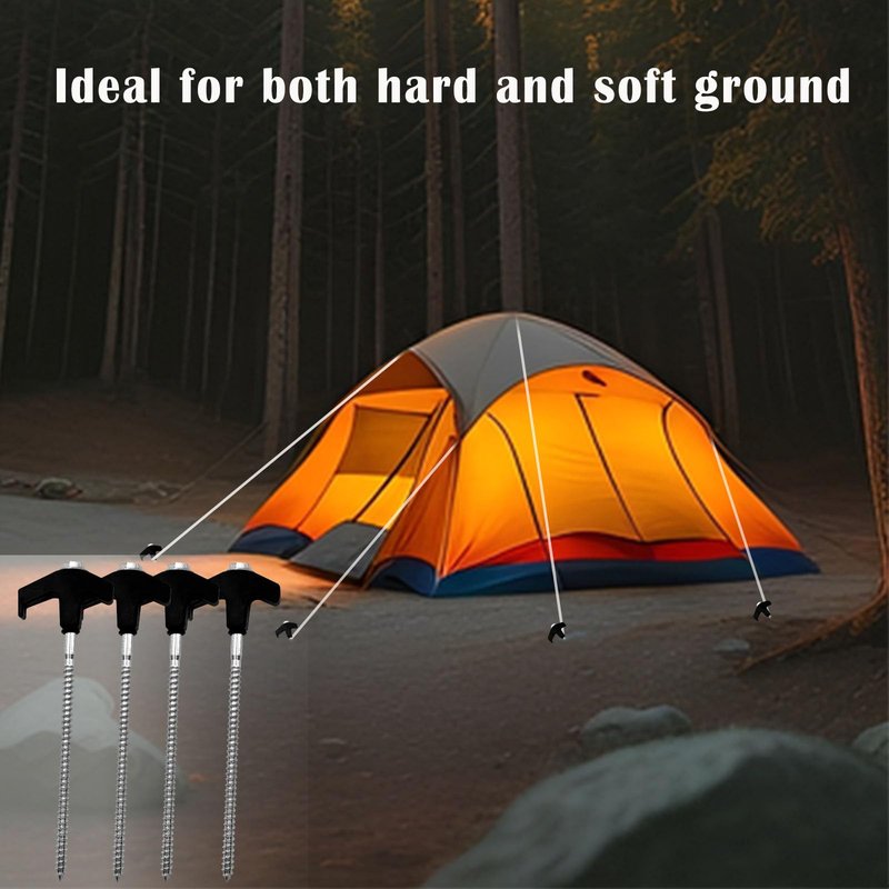 Nexboraque 20 Pack Screw in Tent Stakes, 8 Inch Heavy Duty Ground Anchors with Hex Head Drillable Tent Pegs Camping Stakes for Patio, Garden, Canopies, Grassland, Outdoor (Black)