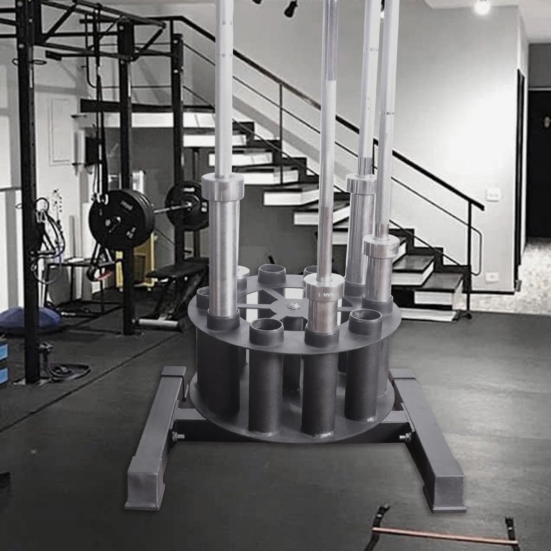 Barbell Holder Vertical Rotatable Barbell Rack Stand Holds 10 Bars Home Gym Barbell Storage Fit 2-Inch Olympic Bars, Curl Bars, Triceps Bars (huaban)
