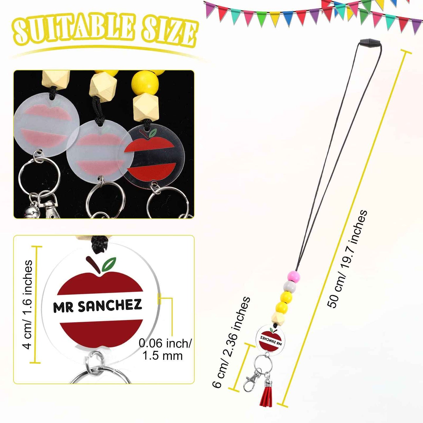 30 Pcs Teacher Appreciation Gifts Bulk Beaded Teacher Lanyards Bulk with ID Holder Marker Supplies for Thanksgiving Christmas