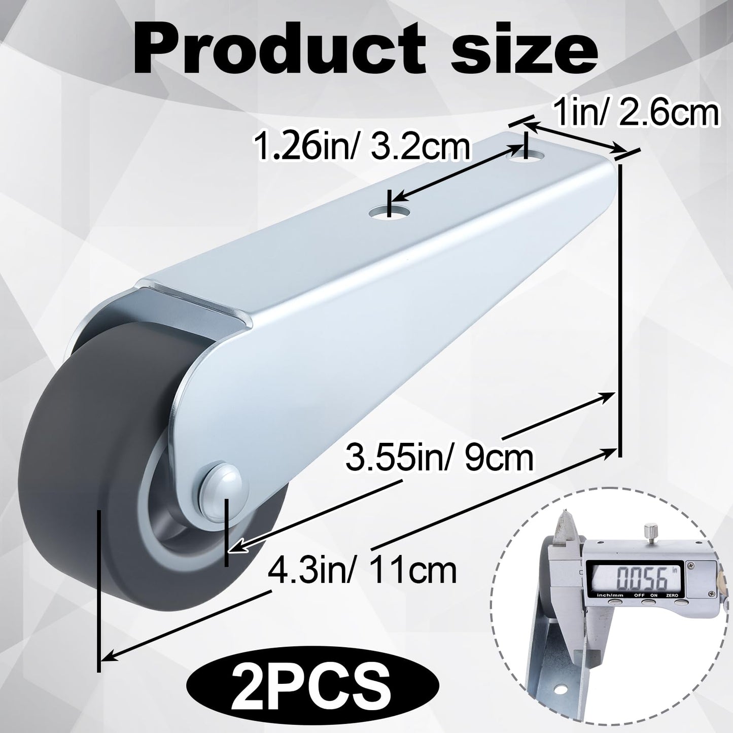 Deozu 2 Pcs Gate Caster Wheels Replacement, Rubber Rolling Swivel Casters, Non-Slip Pulley Directional Wheel for Garden, Gate, Fence, Tables, Sofa, Furniture (1.6")